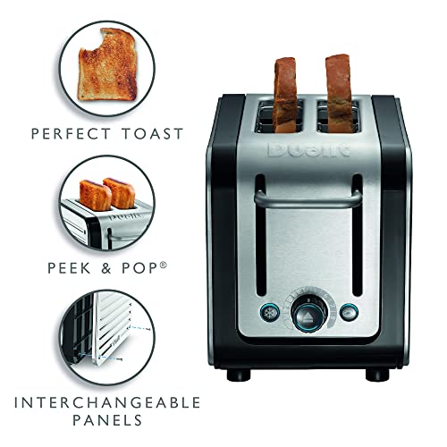 Dualit Architect 2 Slice Toaster | Brushed Stainless Steel with Black Trim | Extra-Wide Slots – Peek and Pop Function – Patented Perfect Toast Technology – Matching Kettle Available | 26505