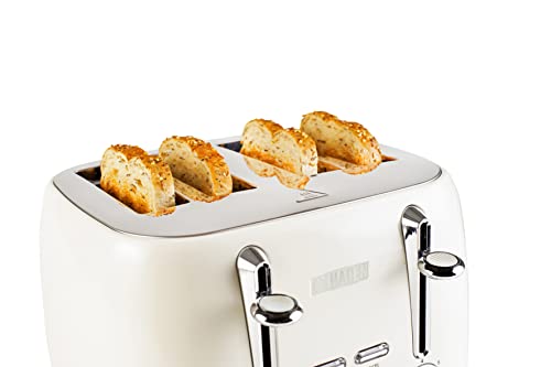 Haden Brighton Cream Toaster 4 Slice - Electric Stainless Steel Toaster - Reheat and Defrost Functions - 6 Variable Browning Controls - Self Centering Function