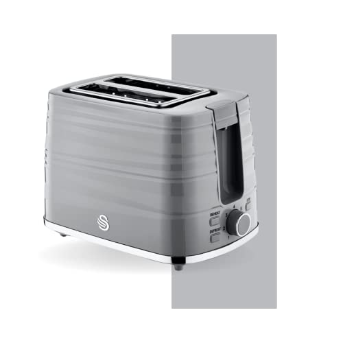 Swan, ST31050GRN, 2 Slice Symphony Toaster, High Gloss and Matt Finish, 930 Watt, Grey, Plastic