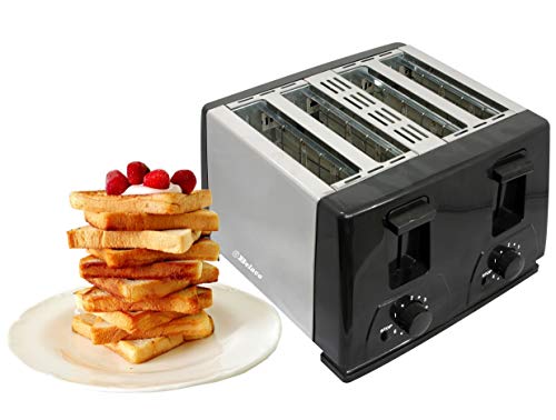 Toaster 4 Slice Toaster BT410 Steeliness Steel housing Black Toaster 1300W auto pup up Function, Variable Electronic Timing Control