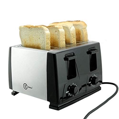 Toaster 4 Slice Toaster BT410 Steeliness Steel housing Black Toaster 1300W auto pup up Function, Variable Electronic Timing Control