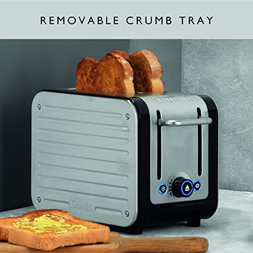 Dualit Architect 2 Slice Toaster | Brushed Stainless Steel with Black Trim | Extra-Wide Slots – Peek and Pop Function – Patented Perfect Toast Technology – Matching Kettle Available | 26505