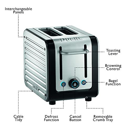 Dualit Architect 2 Slice Toaster | Brushed Stainless Steel with Black Trim | Extra-Wide Slots – Peek and Pop Function – Patented Perfect Toast Technology – Matching Kettle Available | 26505
