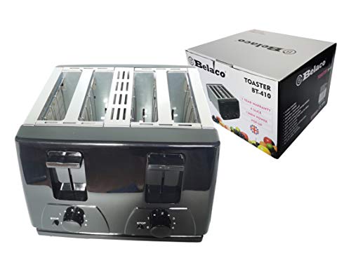 Toaster 4 Slice Toaster BT410 Steeliness Steel housing Black Toaster 1300W auto pup up Function, Variable Electronic Timing Control