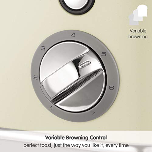 Morphy Richards 224407 Evoke 2 Slice Toaster, 7 Variable Browning Settings, Removable Crumb Tray, Reheat/Frozen/Cancel Function, Wide Slots for Bagels & Crumpets, Neat Cord Storage, Cream