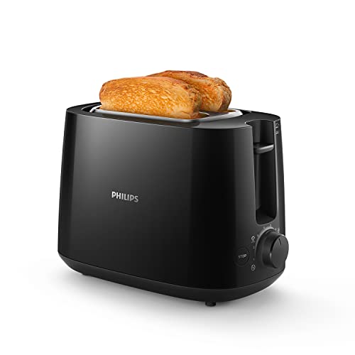Philips Domestic Appliances Daily Collection Toaster, 8 Settings, Integrated Bun Warming Rack, Compact Design, HD2581/91