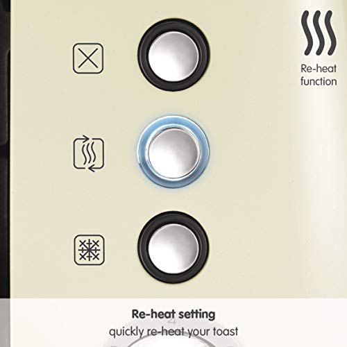 Morphy Richards 224407 Evoke 2 Slice Toaster, 7 Variable Browning Settings, Removable Crumb Tray, Reheat/Frozen/Cancel Function, Wide Slots for Bagels & Crumpets, Neat Cord Storage, Cream