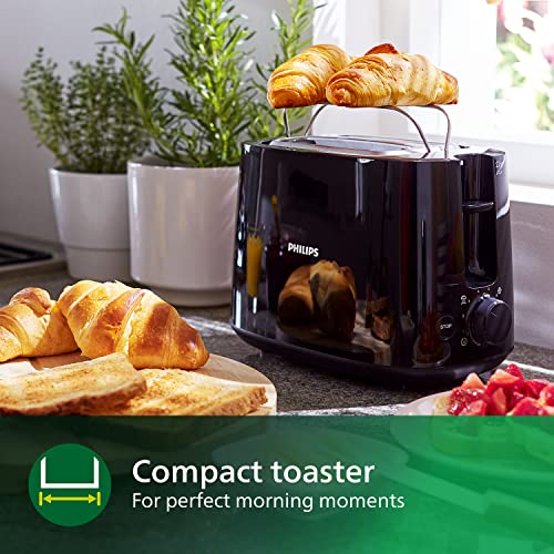 Philips Domestic Appliances Daily Collection Toaster, 8 Settings, Integrated Bun Warming Rack, Compact Design, HD2581/91