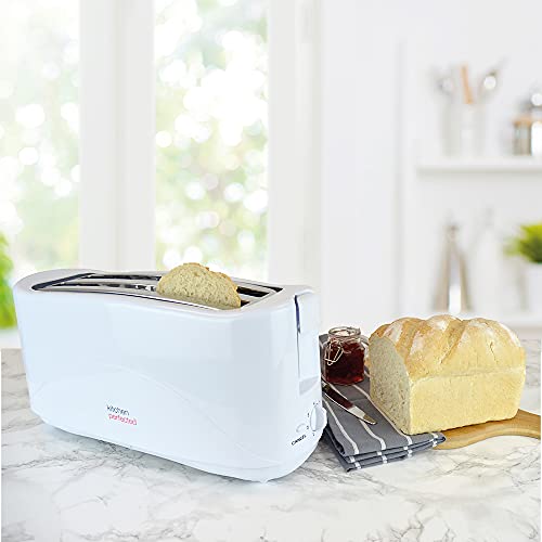 KitchenPerfected 4 Slice Long Slot Toaster - White - E2112WH