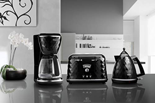 De'Longhi Brilliante 4-slot toaster, reheat, defrost & 6 browning settings, removable crumb tray, CTJ4003BK, Black