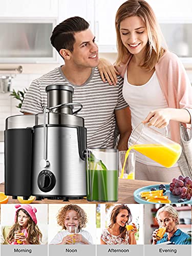 Juicer 400W Juicer Machines Vegetable and Fruit, 3 Speed Setting and Anti-drip Function, Stainless Steel Centrifugal Juicer, BPA Free