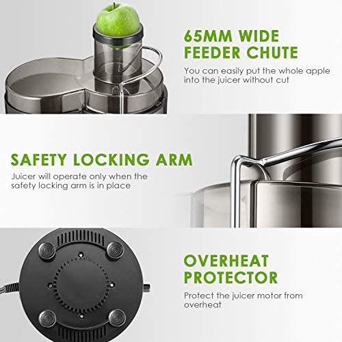 Juicer 400W Juicer Machines Vegetable and Fruit, 3 Speed Setting and Anti-drip Function, Stainless Steel Centrifugal Juicer, BPA Free