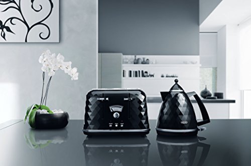 De'Longhi Brilliante 4-slot toaster, reheat, defrost & 6 browning settings, removable crumb tray, CTJ4003BK, Black