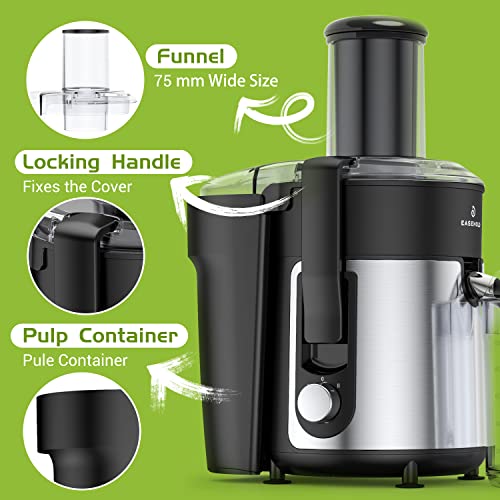 EASEHOLD 1000W Juicer Centrifugal, Professional Juice Maker Machine, Fruit Vegetable Extractor Whole,75MM Wide Feed Chute