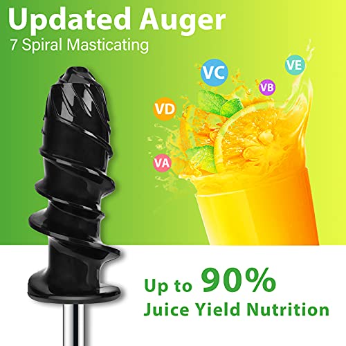 Slow Juicer Masticating Juicer Machine, Masticating Juicers for Vegetables and Fruit, Cold Press Juicer with Dual-Stage Quiet Motor & Reverse Function, Free Cup and Cleaning Brush
