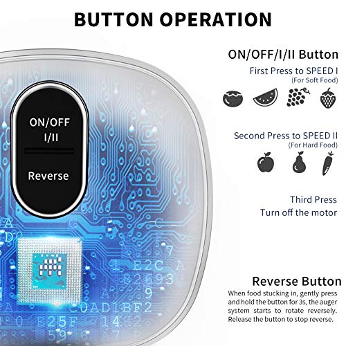 Slow Juicer Masticating Juicer Machine, Masticating Juicers for Vegetables and Fruit, Cold Press Juicer with Dual-Stage Quiet Motor & Reverse Function, Free Cup and Cleaning Brush