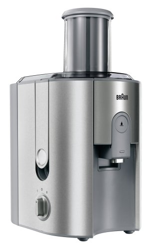 Braun J700 Spin Juicer extractor for whole fruit, citrus & vegetables 1000 Watt, 2 speeds, anti splash spout, 1.25L foam seperating jug, dishwasher safe parts- Stainless steel grey