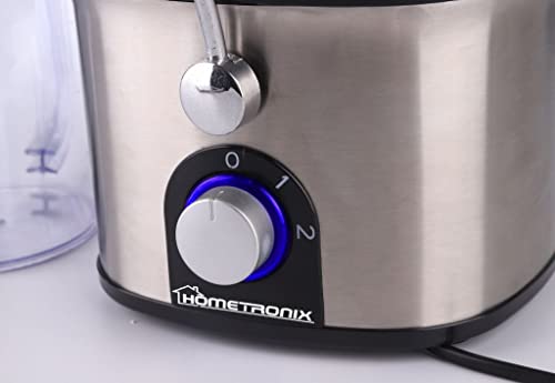 HomeTronix Electric Juicer Fruit Vegetable Citrus Juice Extractor 700W Centrifugal Power Two Speed Whole Fruit Healthy Integrated Juice & Pulp Collectors Easy to Clean Safety Lock, Extra Wide Chute