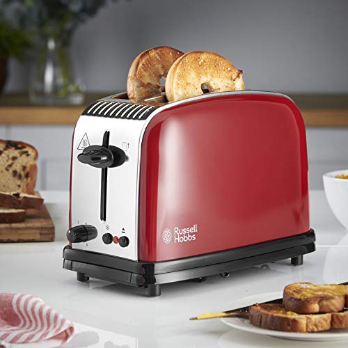Russell Hobbs 23330 Stainless Steel 2 Slice Toaster, Red