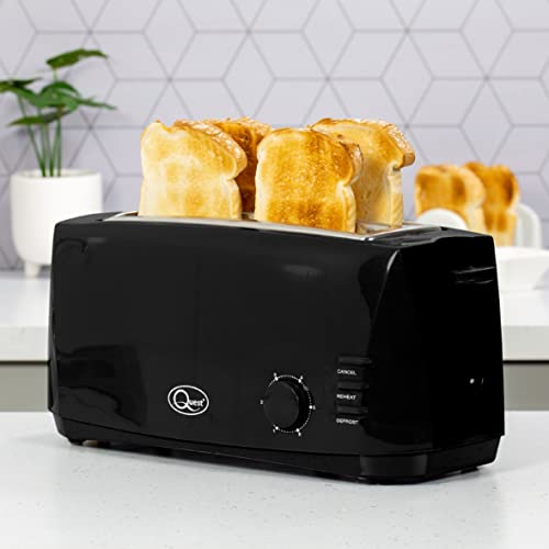 Quest 35069 Extra Wide 4 Slice Long Slot Toaster / Variable Browning Control / Reheat and Defrost / Anti-Jam Function / Crumb Tray and Cord Storage