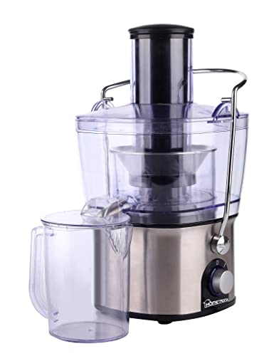 HomeTronix Electric Juicer Fruit Vegetable Citrus Juice Extractor 700W Centrifugal Power Two Speed Whole Fruit Healthy Integrated Juice & Pulp Collectors Easy to Clean Safety Lock, Extra Wide Chute