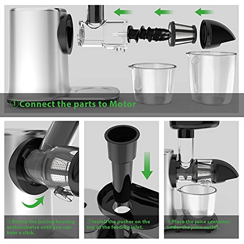 Slow Juicer Masticating Juicer Machine, Masticating Juicers for Vegetables and Fruit, Cold Press Juicer with Dual-Stage Quiet Motor & Reverse Function, Free Cup and Cleaning Brush