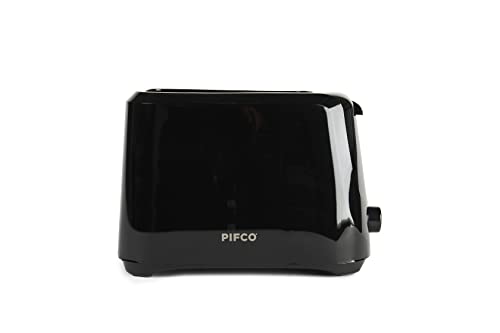 PIFCO® Black Toaster 2 Slice - 6 Browning Controls & Anti-Jam Function - Compact Design 2 Slice Toaster - Easy to Clean with Removable Crumbs Tray - 700W