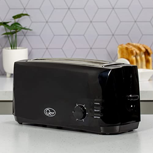 Quest 35069 Extra Wide 4 Slice Long Slot Toaster / Variable Browning Control / Reheat and Defrost / Anti-Jam Function / Crumb Tray and Cord Storage