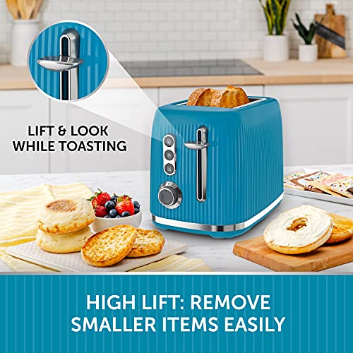 Breville Bold Blue 2-Slice Toaster with High-Lift & Wide Slots | Blue & Silver Chrome [VTR014]