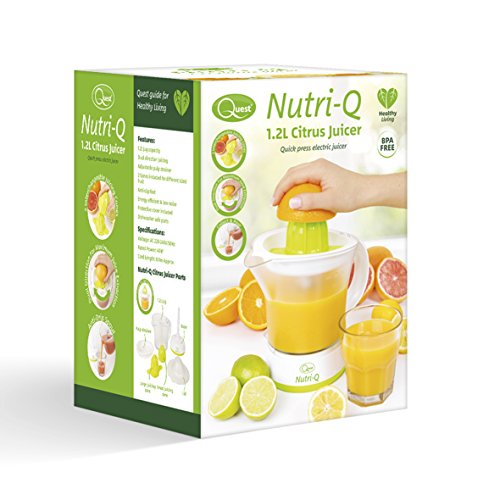 Quest Nutri-Q 34210 Quick Press Electric Citrus Juicer / 2 Different Cone Sizes / 1.2L Jug / Adjustable Pulp Strainer / Dual Direction Juicing / Low Noise / Dishwasher Safe Parts