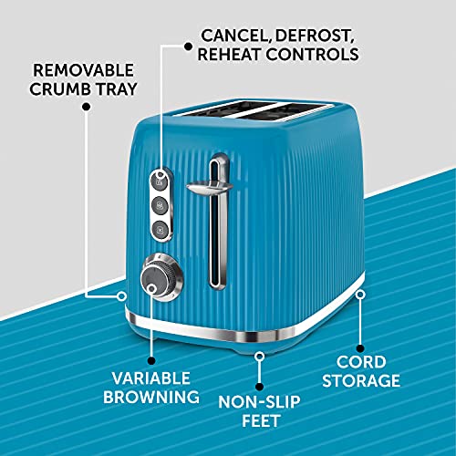Breville Bold Blue 2-Slice Toaster with High-Lift & Wide Slots | Blue & Silver Chrome [VTR014]