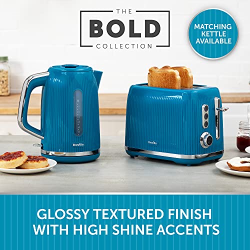 Breville Bold Blue 2-Slice Toaster with High-Lift & Wide Slots | Blue & Silver Chrome [VTR014]