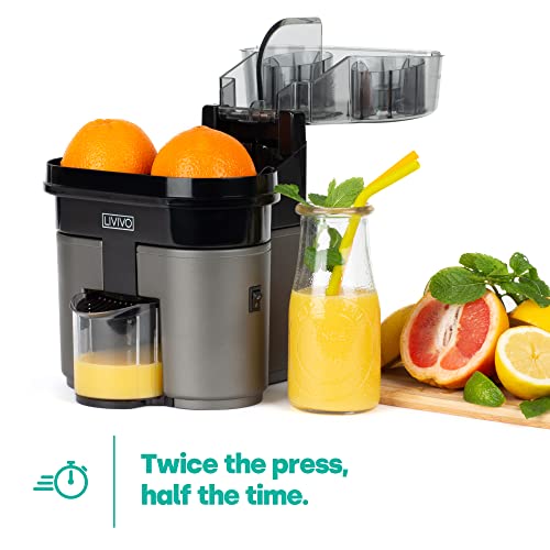 LIVIVO Electric Twin Citrus Juice Maker, with Anti-Drip Valve Citrus Orange Fruits Squeezer Household Fruit Mixer, Fast Double 90W Electric Lemon Orange Fresh Juicer Cutter Slicer