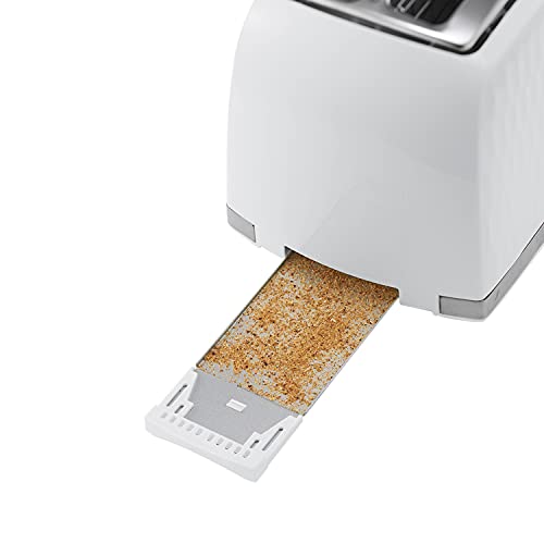 Russell Hobbs 26060 2 Slice Toaster - Contemporary Honeycomb Design with Extra Wide Slots and High Lift Feature, White