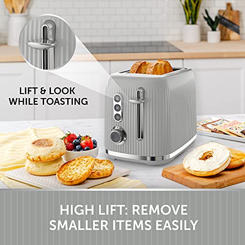 Breville Bold Ice Grey 2-Slice Toaster with High-Lift & Wide Slots | Grey & Silver Chrome [VTR002]