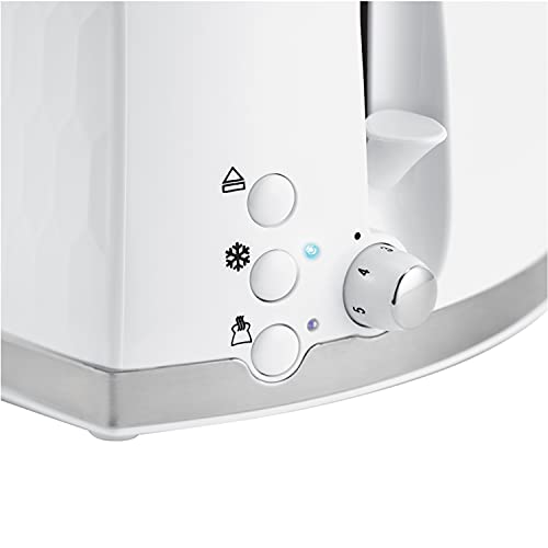 Russell Hobbs 26060 2 Slice Toaster - Contemporary Honeycomb Design with Extra Wide Slots and High Lift Feature, White