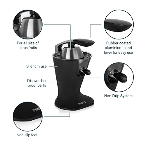 Princess Citrus Juicer – Silent Motor – Double Detachable Cone – Electric Press – Dishwasher Safe – 201857
