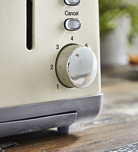 Tower T20042PEB 4 Slice Toaster, Infinity Stone Collection, Stainless Steel Body, 1800 W, Pebble