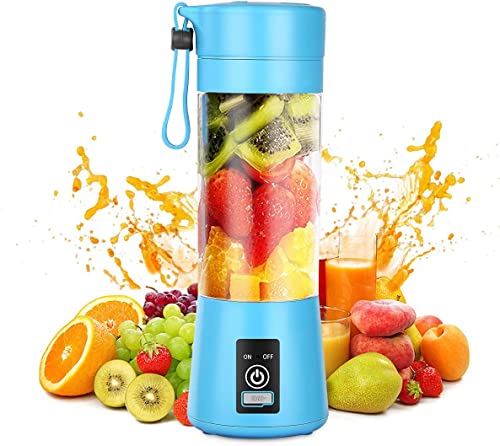 Portable Blender, Personal Blender for Shakes and Smoothies, Blender shake Smoothie for Kitchen Personal Size Blenders with Rechargeable USB, 380Ml Traveling Fruit Veggie Juicer Cup With 6 Blades