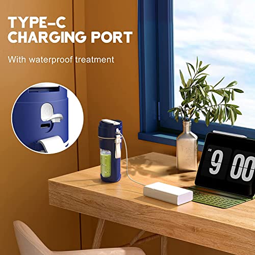 Portable Blender, Mini Blender for Shakes and Smoothies, Personal Blender USB Rechargeable, Fresh Juice Blender with 10 Blades, 12oz Handheld Blender for Kichen Ice(Blue)