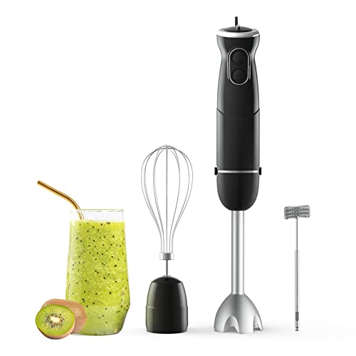 Hand Blender 3 in 1, 600W Immersion Hand Blender for Kitchen 6-Speed Electric Stick Handheld Blender with Turbo Function, Include Stainless Steel Whisk, Milk Frother Attachments