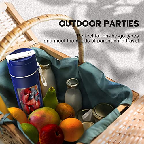 Portable Blender, Mini Blender for Shakes and Smoothies, Personal Blender USB Rechargeable, Fresh Juice Blender with 10 Blades, 12oz Handheld Blender for Kichen Ice(Blue)