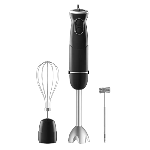 Hand Blender 3 in 1, 600W Immersion Hand Blender for Kitchen 6-Speed Electric Stick Handheld Blender with Turbo Function, Include Stainless Steel Whisk, Milk Frother Attachments