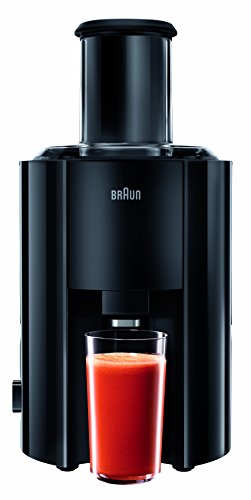 Braun J300 Spin Juicer extractor for whole fruit, citrus & vegetables 800 Watt, 2 speeds, anti splash spout, dishwasher safe parts- Premium Black