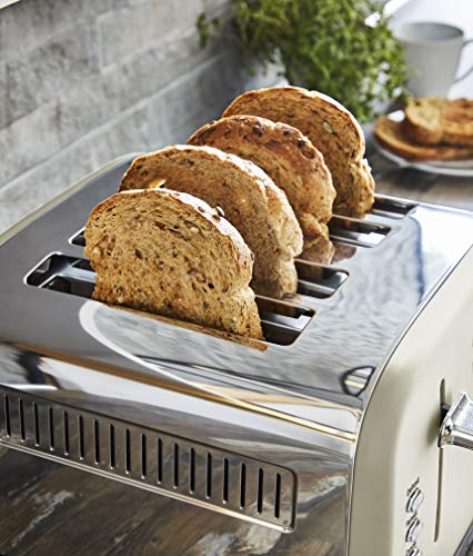 Tower T20042PEB 4 Slice Toaster, Infinity Stone Collection, Stainless Steel Body, 1800 W, Pebble