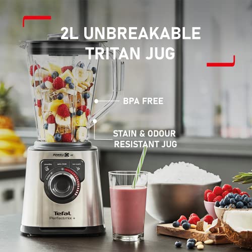 Tefal BL82AD40 PerfectMix+ Tritan Blender, High Speed, 1200 W, 2 Litres, Stainless Steel & Dark Grey
