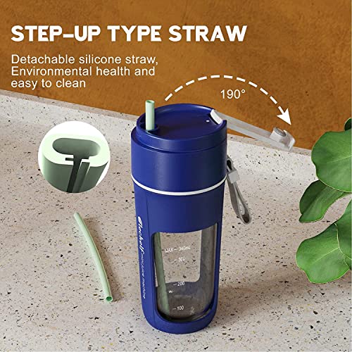 Portable Blender, Mini Blender for Shakes and Smoothies, Personal Blender USB Rechargeable, Fresh Juice Blender with 10 Blades, 12oz Handheld Blender for Kichen Ice(Blue)