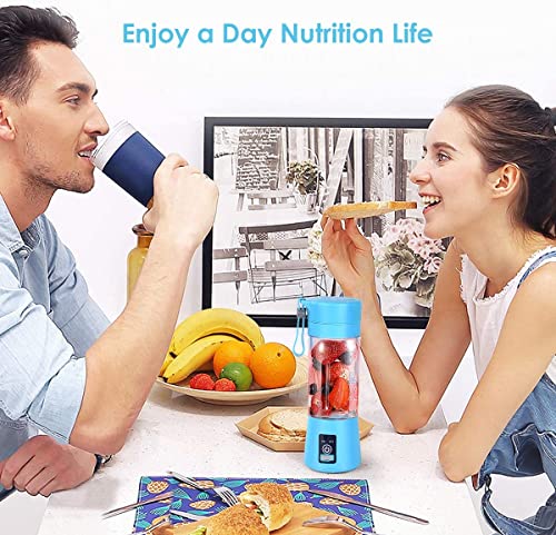 Portable Blender, Personal Blender for Shakes and Smoothies, Blender shake Smoothie for Kitchen Personal Size Blenders with Rechargeable USB, 380Ml Traveling Fruit Veggie Juicer Cup With 6 Blades