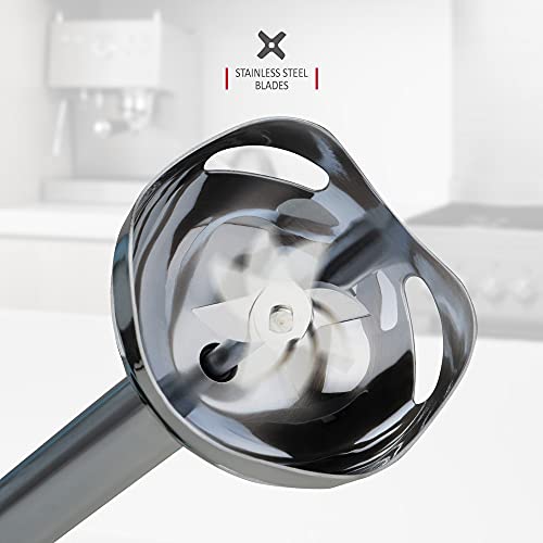 NETTA Hand Blender with 700ml Beaker - Powerful 600W - Variable Speed and Turbo Settings - Food Grade 304 Stainless Steel Blades - Ergonomic Stick Handle - BPA Free