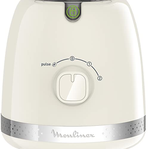 Moulinex LM355A42 Jug Blender, Soleil 1.75 L Measuring Bowl, 1.25 L Capacity, 2 Speeds & Pulse Function, Auto-Lock, For Ice Crushing, Smoothies, Milkshakes, Sauces, Dishwasher Safe, 500 W, Ivory